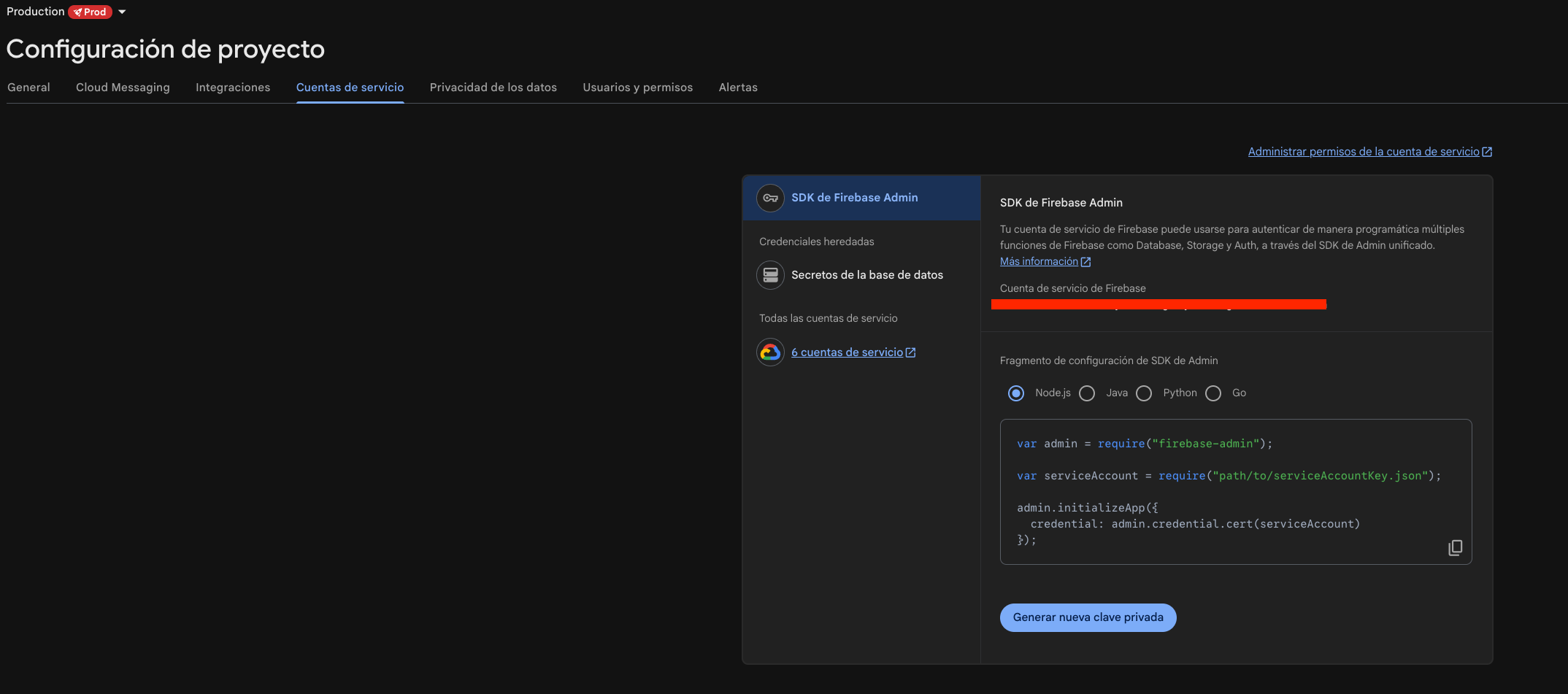 Firebase Service Accounts